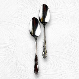 Oneida Craft Stainless Floral Pattern Teaspoons - Set Of 2 Vintage Silverware